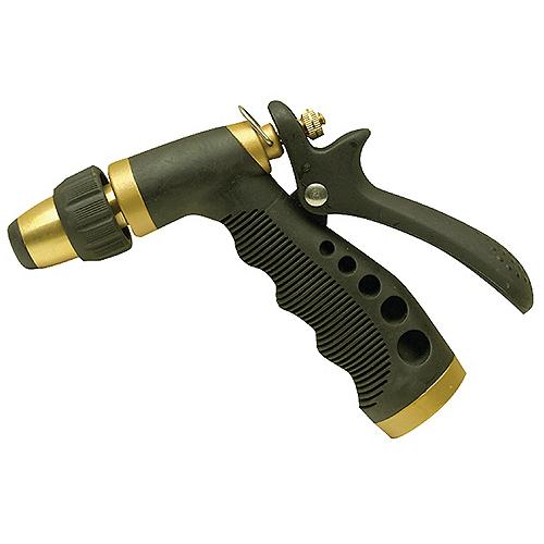 SeaChoice 79631 Brass Hose Nozzle with Adjustable Spray Locking Lever.