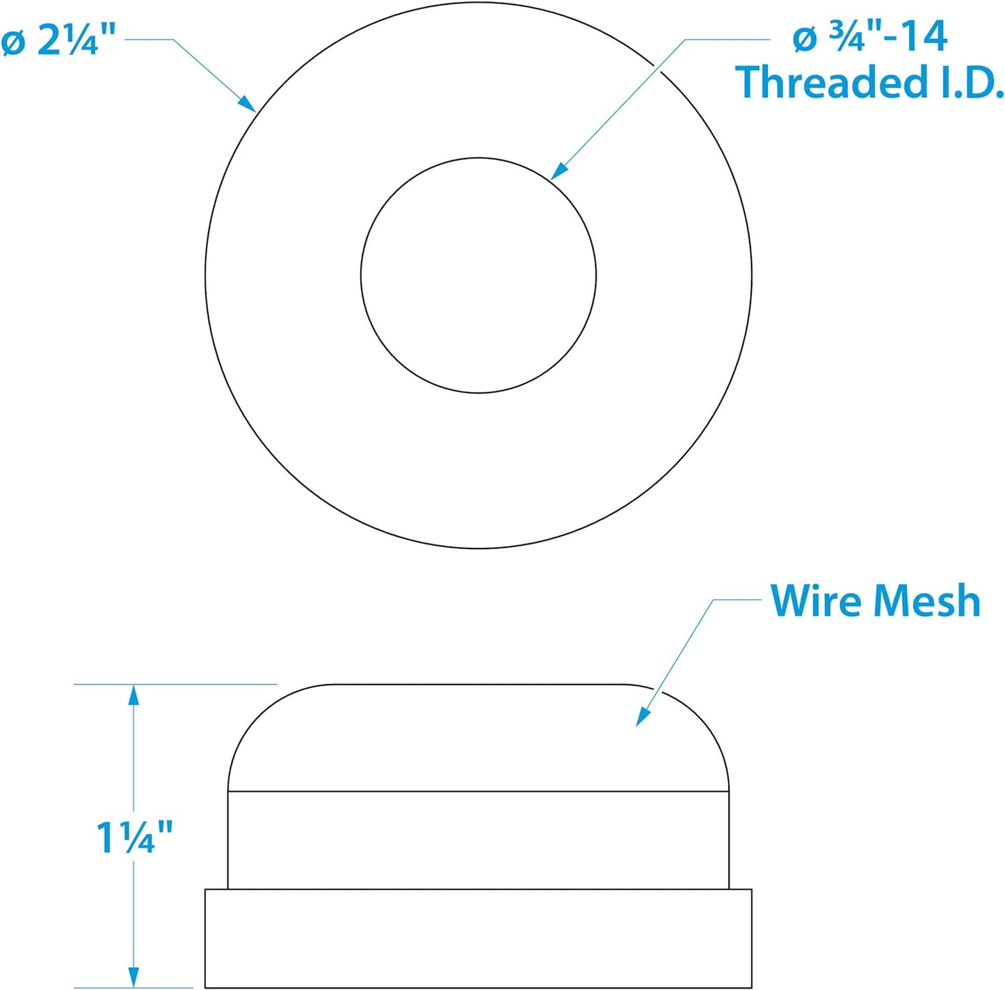 SeaChoice Stainless Steel Wire Mesh Strainer Fits Aerator Pump Intake - 3/4" - 14.