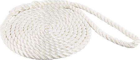 SeaSense 3/8" x 25' Three-Strand Twisted Nylon Dock Line - White.