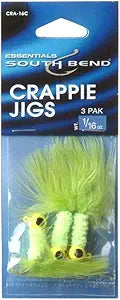 South Bend Crappie Jig 1/16 Oz Chartreuse 3Pk