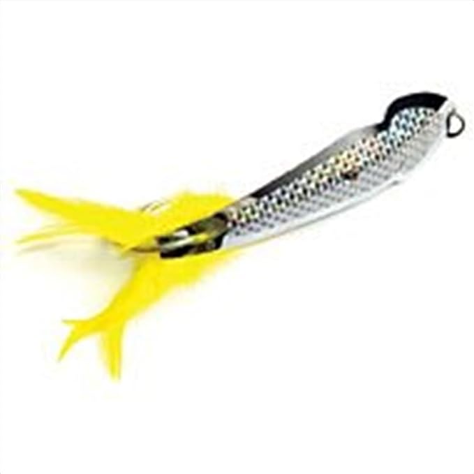 Luhr Jensen 13 Pet Spoon Yellow Feather Chrome Silver