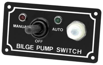 Shoreline Marine SL52268 Bilge Pump Switch 3-Way Panel with Light.