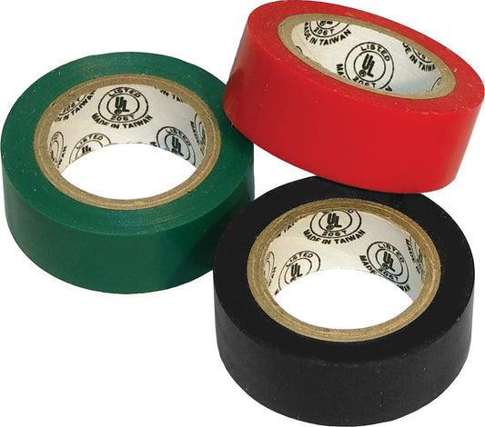 Shoreline Marine Electrical Tape Green/Red/Black 3-Pack 1" x 66'.