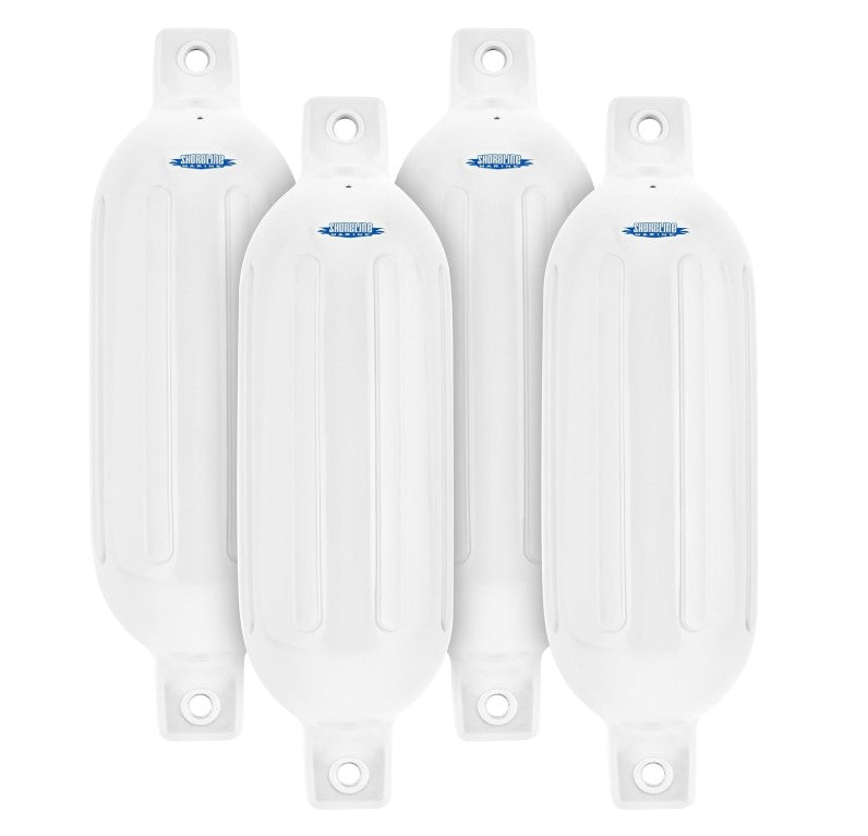 Shoreline Marine 4-Pack Inflatable Boat Fender 6.5" x 23" - White