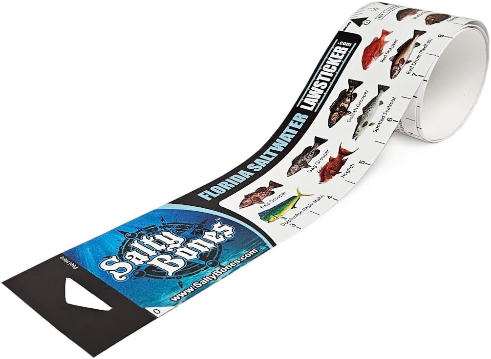 Salty Bones Saltwater Vinyl Fishing Ruler for State of Florida.