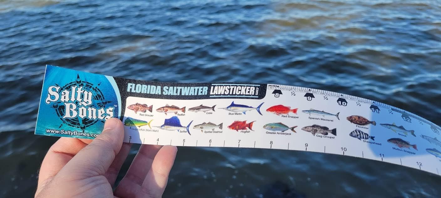 Salty Bones Saltwater Vinyl Fishing Ruler for State of Florida.