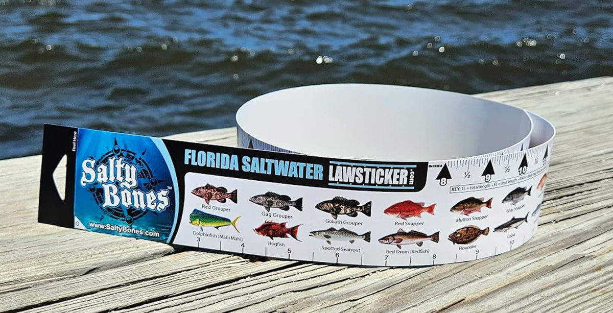 Fish Bones Ruler Salty Bones Saltwater Vinyl Fishing Ruler for State of Florida. – Tuppens