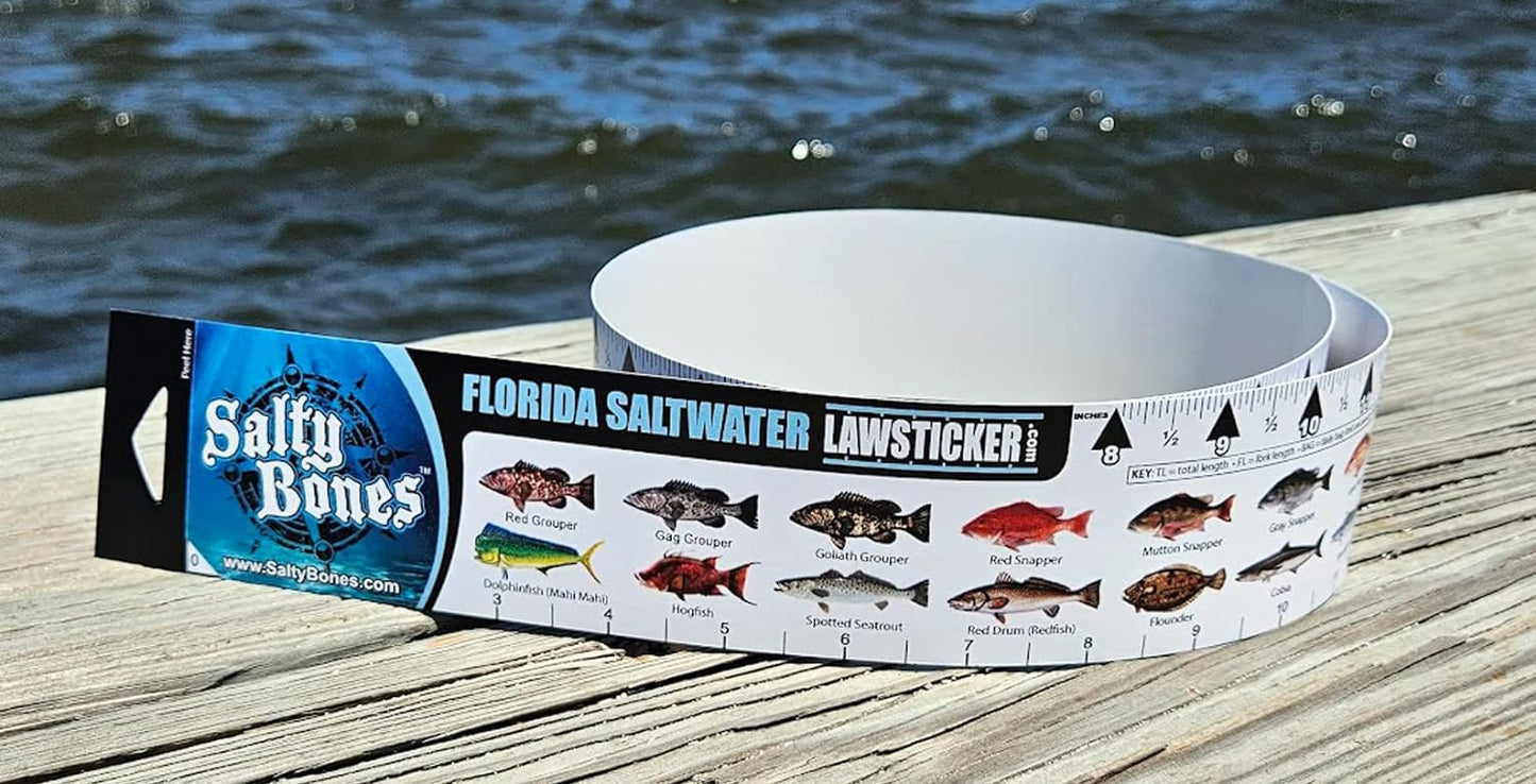 Salty Bones Saltwater Vinyl Fishing Ruler for State of Florida.