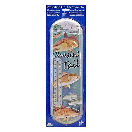 Guy Harvey Chasin' Tail Nostalgic Fish Tin Thermometer Rivers Edge