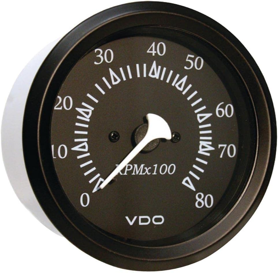 SeaChoice 15251; 8000 Rpm Tachometer Outboard Black/ Black
