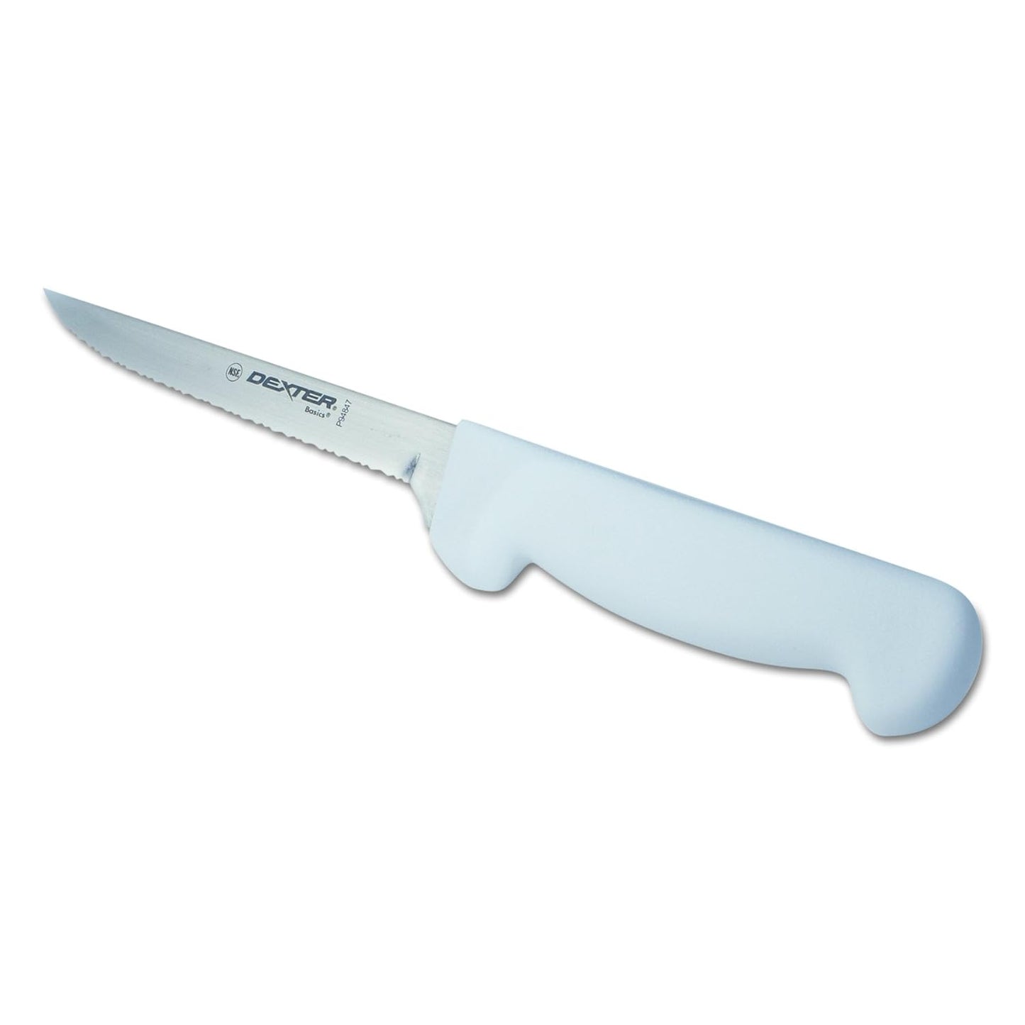 Dexter P94847 Basics 6" Scalloped Utility Knife, White Handle