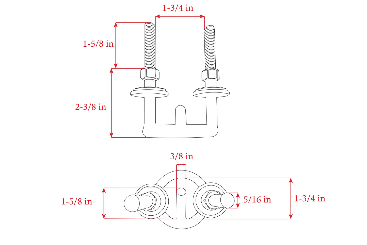 Whitecap Marine 2-1/2" Ski Tow Ring Stainless Steel  6260 Threaded Studs
