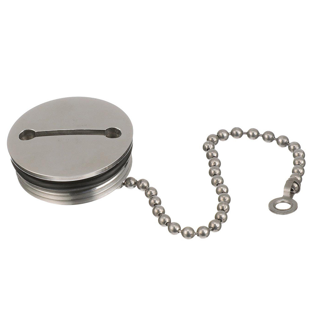 Attwood 1-1/4" Deck Fill Replacement Screw Cap & Chain for Gas, Water and Waste.