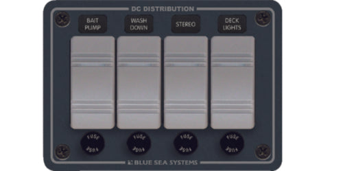 Blue Sea Systems 8262 Contura Water Resistant 12V DC 4 Position Panel, Gray.