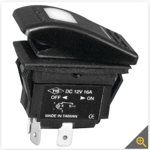 MarPac Illuminated Euro-Style Rocker Switch, 6-Blade. (On-Off-On, DPDT)