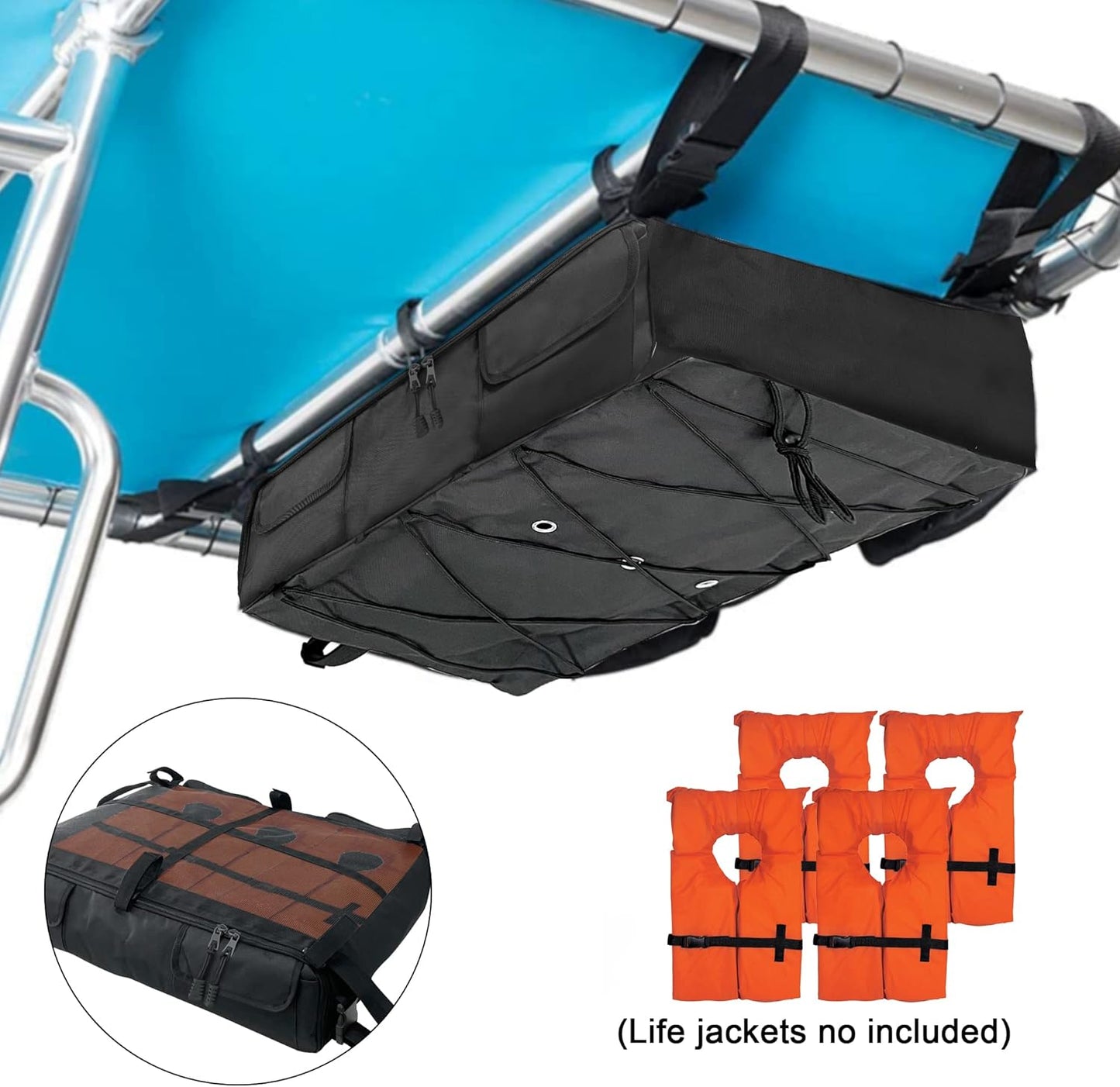 MarPac T-Top PFD (Large) Overhead Storage Bag (Black) - Holds Up to 6 PFD's 37" x 20" x 6".