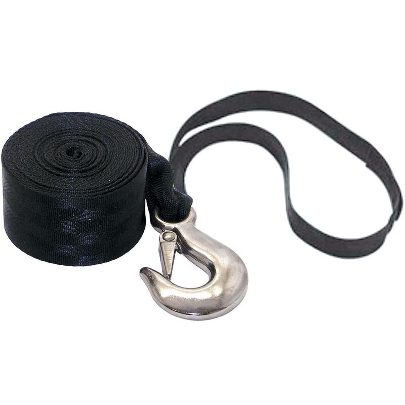 WaterLand 2'' x 12' 3,000 PSI Black Boat Trailer Winch Strap with Hook.