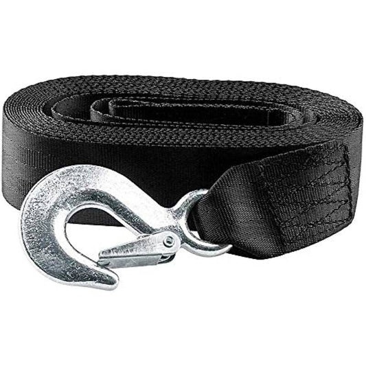 WaterLand 2'' x 12' 3,000 PSI Black Boat Trailer Winch Strap with Hook.