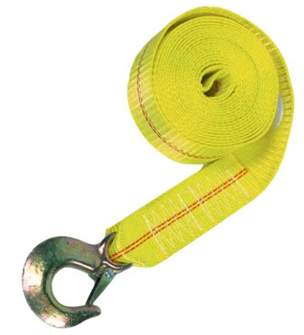 WaterLand 2'' x 16' Yellow Heavy Duty Winch Strap with Hook 8,500 Pounds.