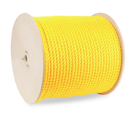 3-Strand Twisted Polypropylene Rope (1/2” Yellow) - Price Per Foot.