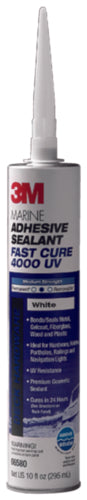 3M 4000UV Fast Cure Marine Sealant White 10 oz. Cartridge.