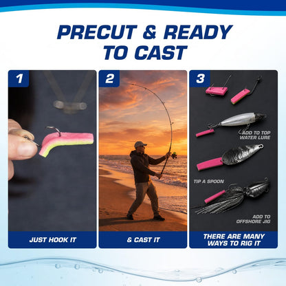 Fishbites Fish'N Strips Shrimp Longer Lasting Bait Strips, Pink 1-1/2", 15pk