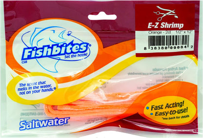 Fishbites E-Z Baits Shrimp Orange - FA Longer Lasting Soft Baits 0084