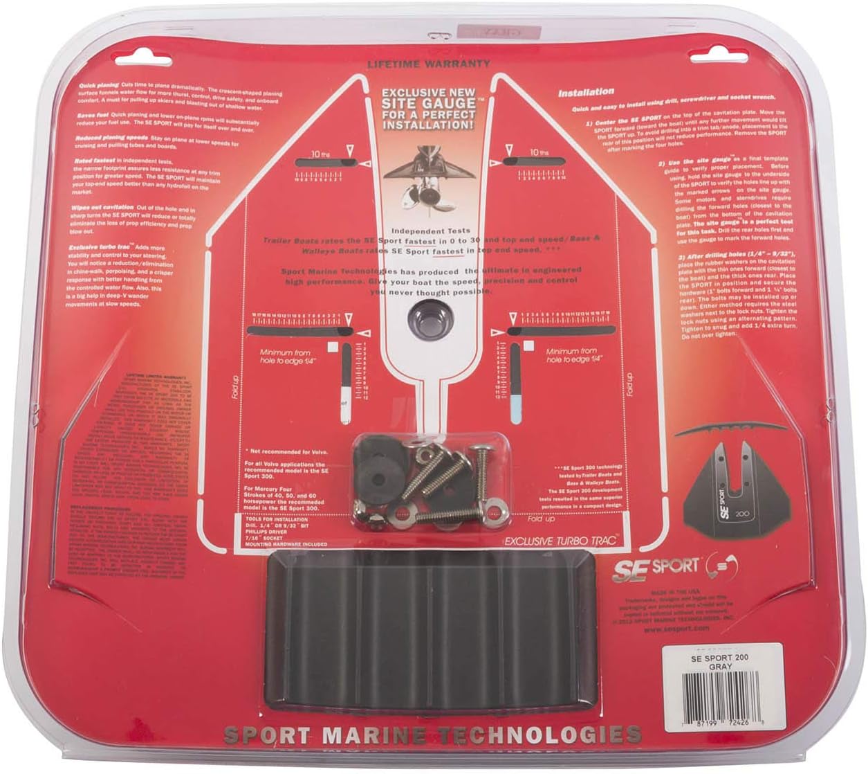 SE Sport SE200 Hydro Foil Black for 8 to 40 HP Outboard Motors