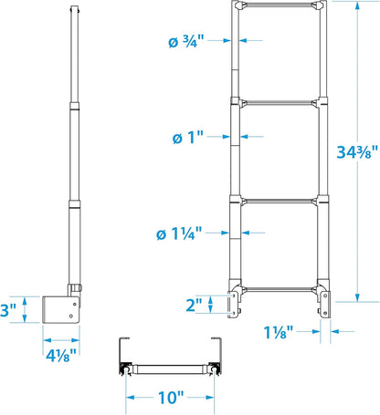 Seachoice 71231 Telescoping Transom Mount Stainless Steel 4-Step Ladder