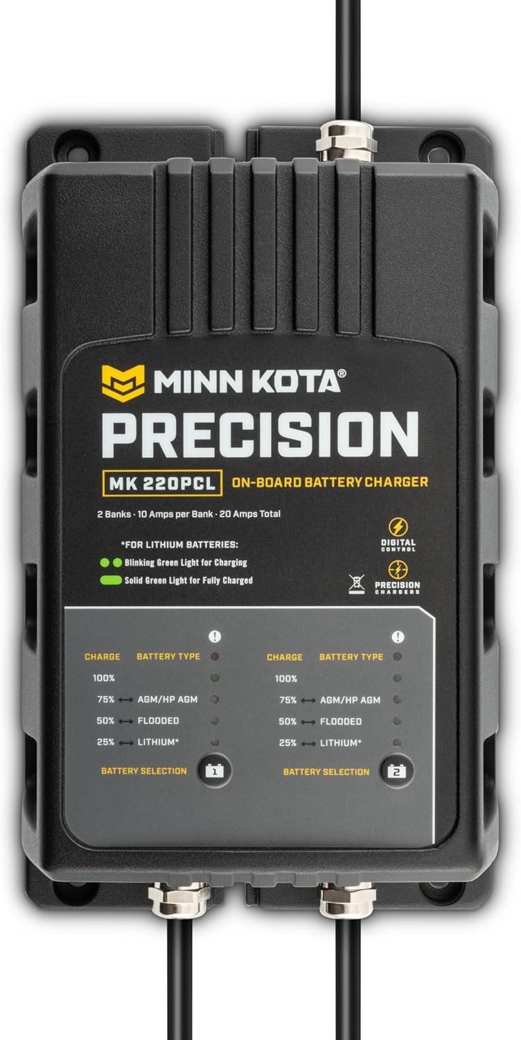 Minn Kota Precision MK-220PCL On-Board Marine Battery Charger – 2 Banks, 10 Amps Each