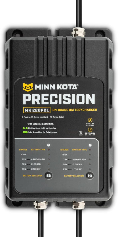 Minn Kota Precision MK-220PCL On-Board Marine Battery Charger – 2 Banks, 10 Amps Each