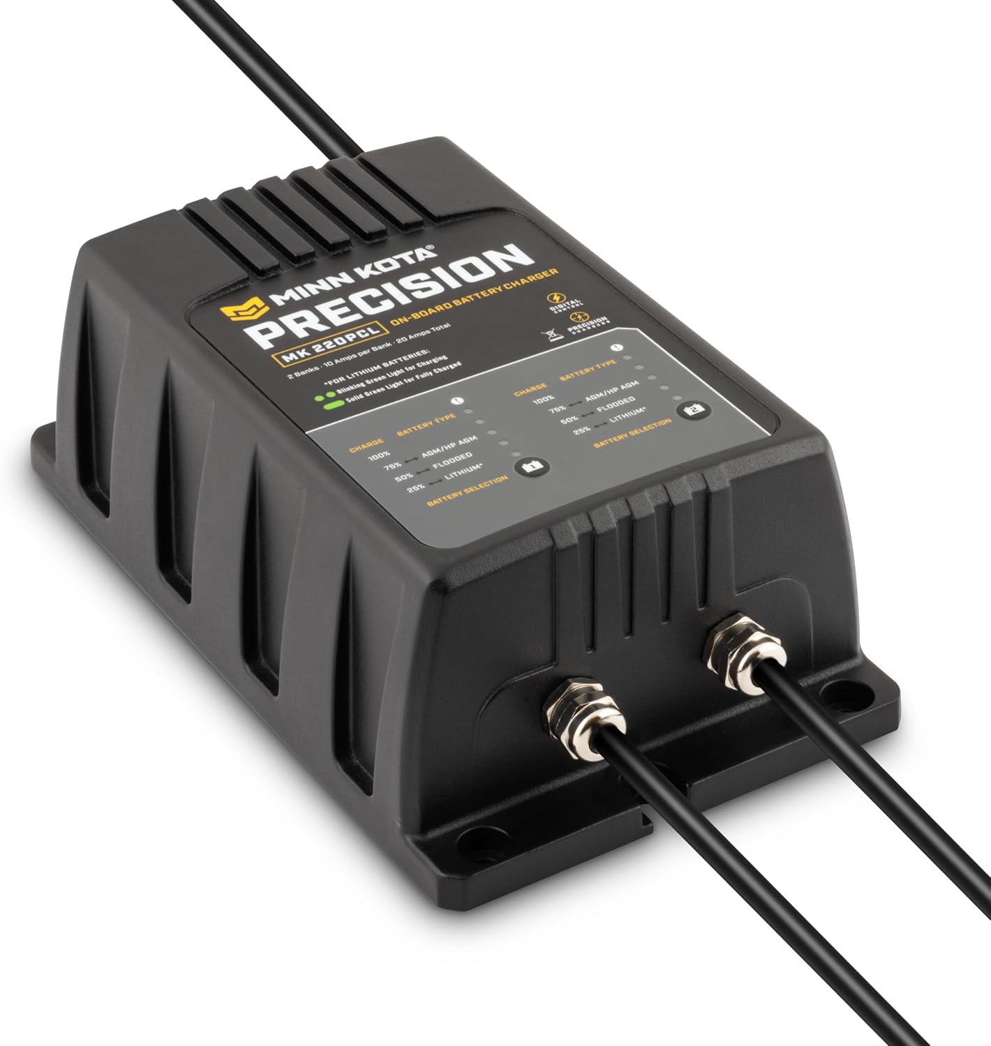 Minn Kota Precision MK-220PCL On-Board Marine Battery Charger – 2 Banks, 10 Amps Each