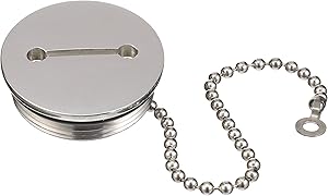 Attwood Attwood 66061-3 Stainless Steel Deck Fill Replacement Cap and Chain fits Attwood Deck Fills with a 3.5” Flange Size