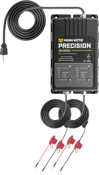 Minn Kota Precision MK-220PCL On-Board Marine Battery Charger – 2 Banks, 10 Amps Each
