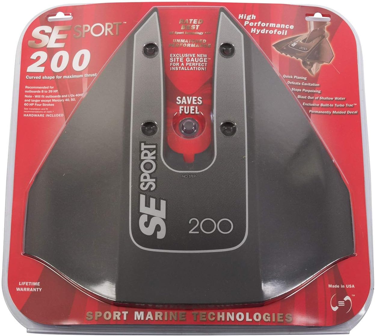 SE Sport SE200 Hydro Foil Black for 8 to 40 HP Outboard Motors