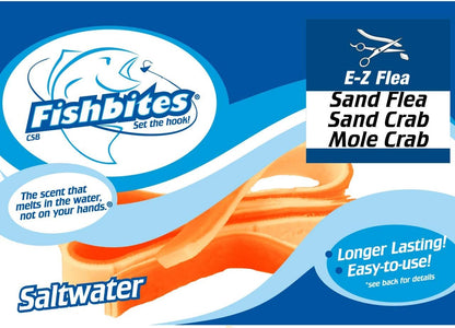 FishBites E-Z Flea - Sand Flea Mole Crab Sand Crab Strips Long Lasting Scent 1/2" x 13" 2CT