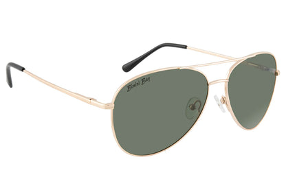 Bimini Bay Sunglasses Aviator Gold Frame Green Amber Lense