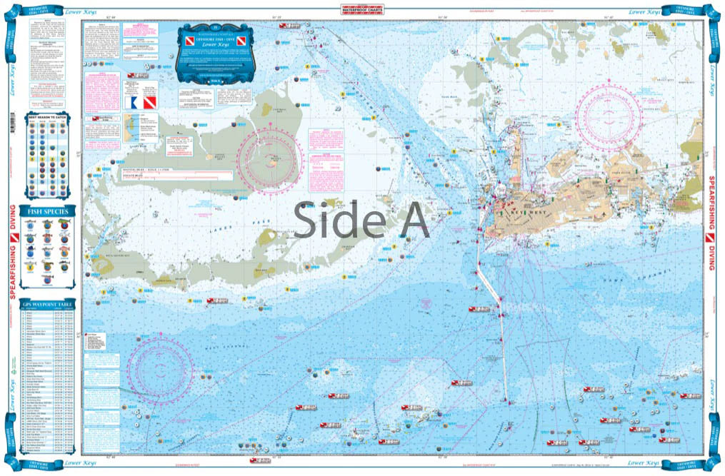 Waterproof Charts 7F Lower Keys Fishing Offshore Fish & Dive