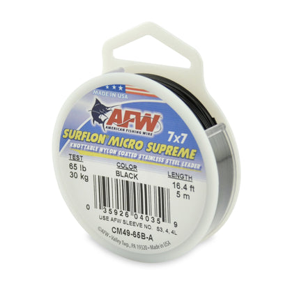 AFW Surflon Micro Supreme Nylon Coated 7x7 Stainless Steel Leader Wire 20lb 5m 16.4 ft