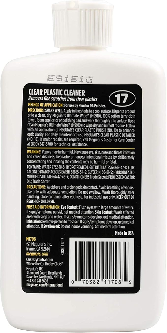 Meguiar's M1708 Mirror Glaze Clear Plastic Cleaner - 8 Oz Bottle