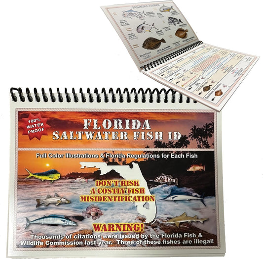 Florida Saltwater Fish Identification Book with FWC Rules, Regulations, Limits, and Sizes.