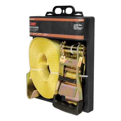 CURT 27' Yellow Cargo Strap with Flat Hooks (3,333 lbs.)