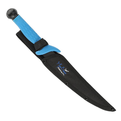 Man O War 9" FLEX HYBRID FILLET KNIFE BLUE HANDLE WITH BLACK KNOB