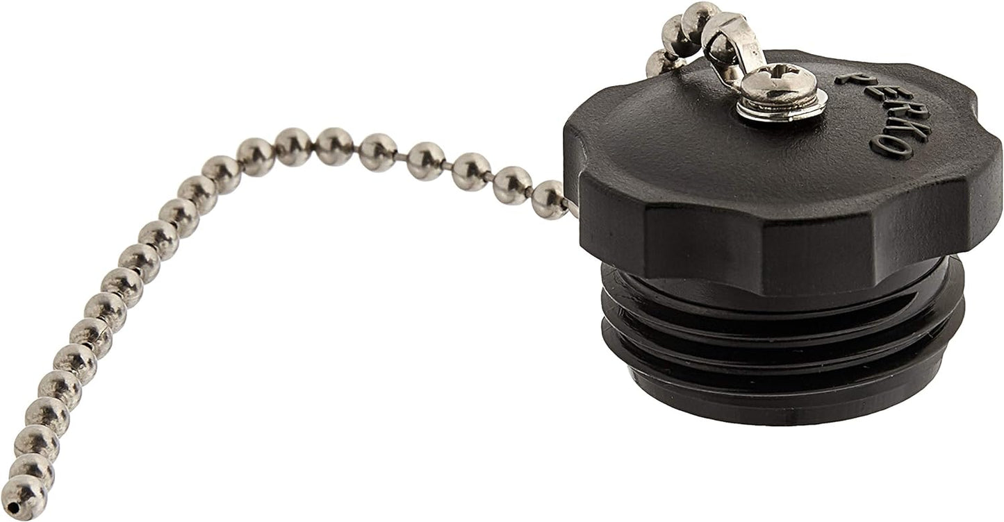Perko Spare Plug Water Inlet Fitting with Cap and Chain - 1/2" Pipe Size.