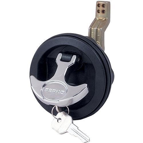 Perko T-Handle (LOCK) Hatch Pulls Flush Lock, Black, Chrome