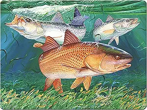 Rivers Edge Products Tempered Glass Cutting Board, 12 by 16 Inches, Redfish and Sea Trout