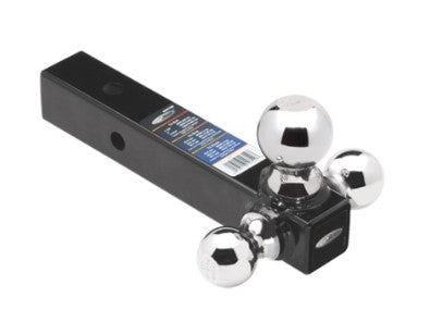 Tri-Ball Trailer Hitch Ball Mount, (1-7/8 Inch, 2 Inch, 2-5/16 Inch Trailer Hitch Balls), Fits 2 Inch Square Receiver, 10,000 lbs. Capacity, Black.