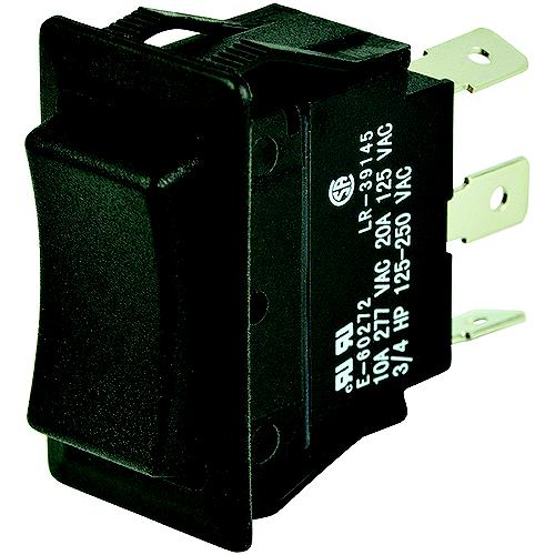 BEP 1001713 Rocker Switch, (On)-Off-(On), DPDT, 1/4" Blade Terminals.