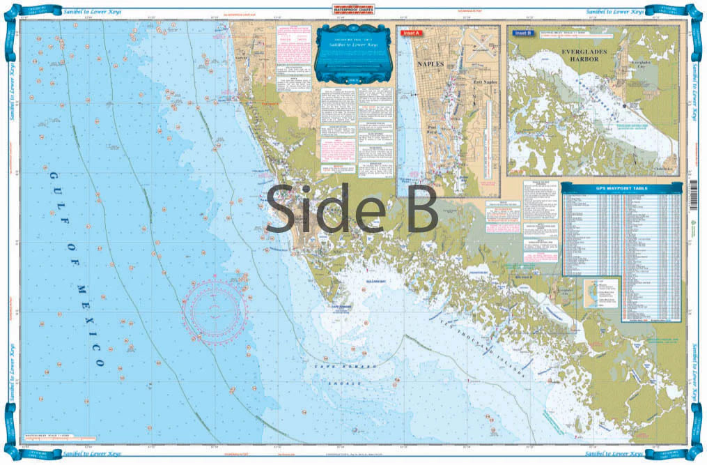 Waterproof Charts 9F Sanibel to Lower Keys Fishing Offshore Fish & Drive Chart