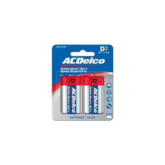 AC Delco Battery, Heavy Duty, D 1.5 Volts 2-Pack.